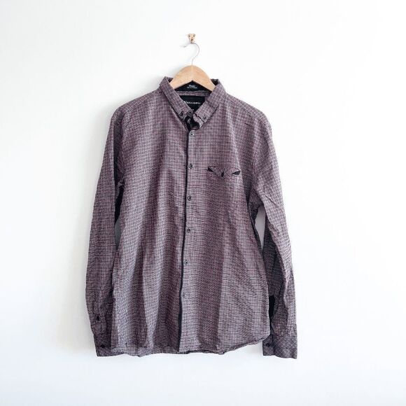 Billabong Men's Premium Tailored Casual Button Down Shirt Check Black Red XL - Picture 1 of 8